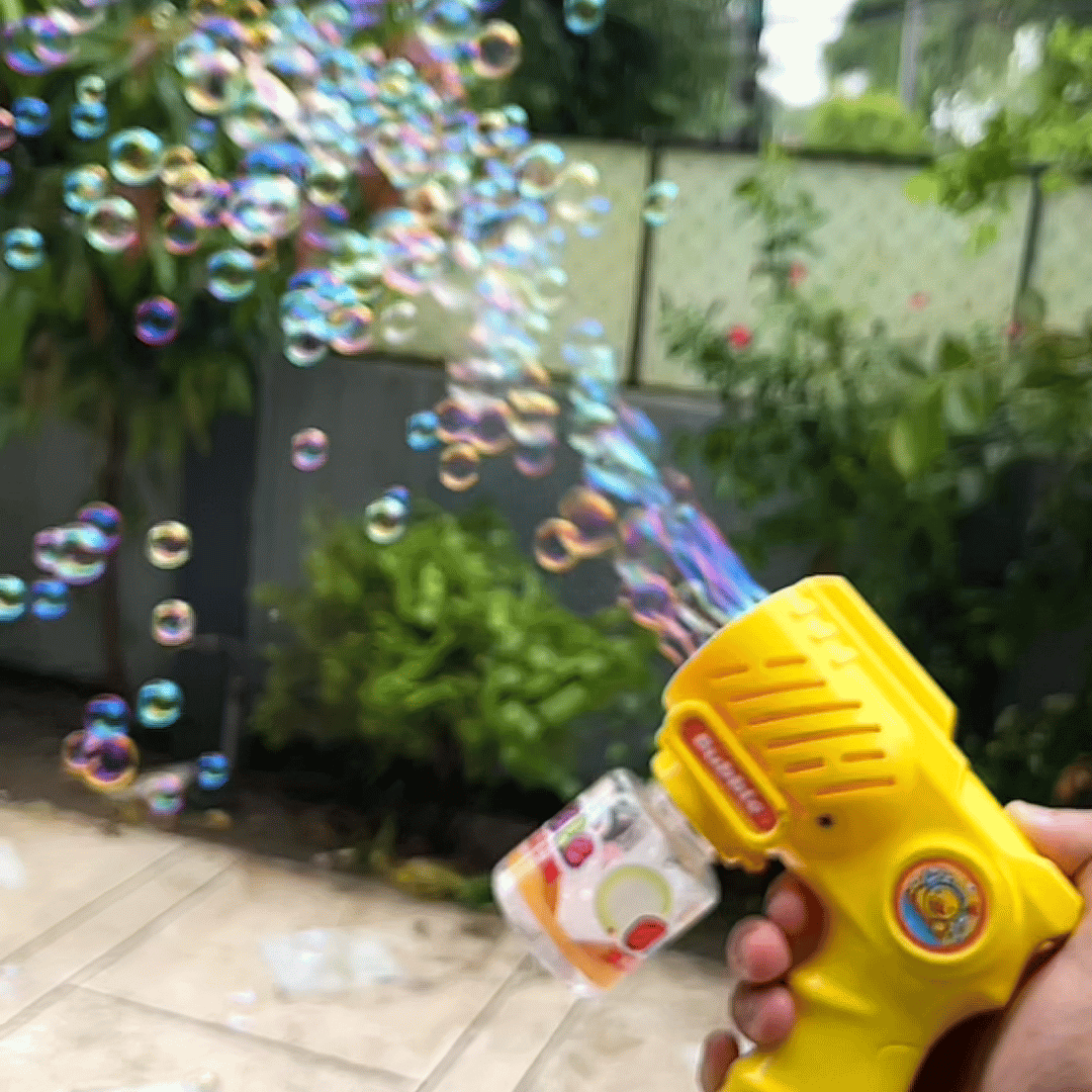 10 Holes Yellow Bubble Gun GIF