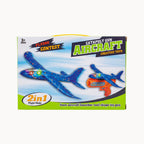 Box of a 2-in-1 Catapult Aircraft Gun Toy (Red Plane Blue Gun) on a white background.