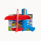 2-in-1 Catapult Aircraft Gun Toy (Red Plane Blue Gun) on a white background