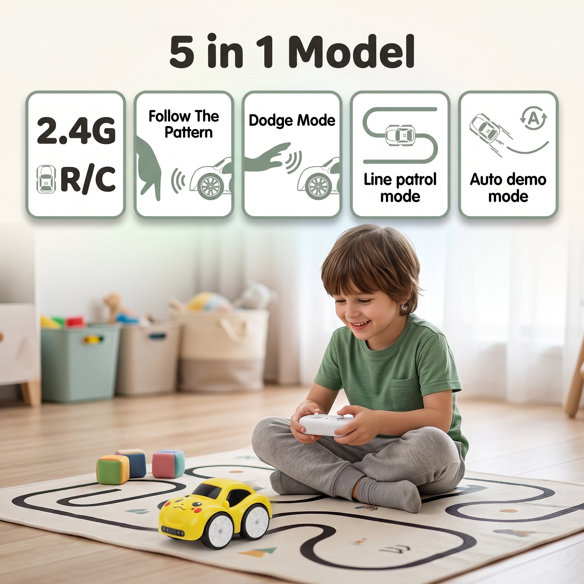 5-in-1 Magic Induction 2.4G Remote Control Car Features