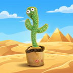 Dancing & Talking Cactus Toy in front of pyramids