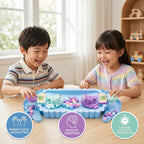 Two children playing with a Frogs Subsonic Tabletop Game in a bright room.