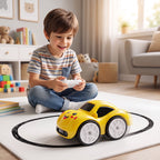 Kid Driving a 5-in-1 Magic Induction 2.4G Remote Control Car