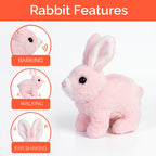 Pink Plush Rabbit Jumping Toy Features