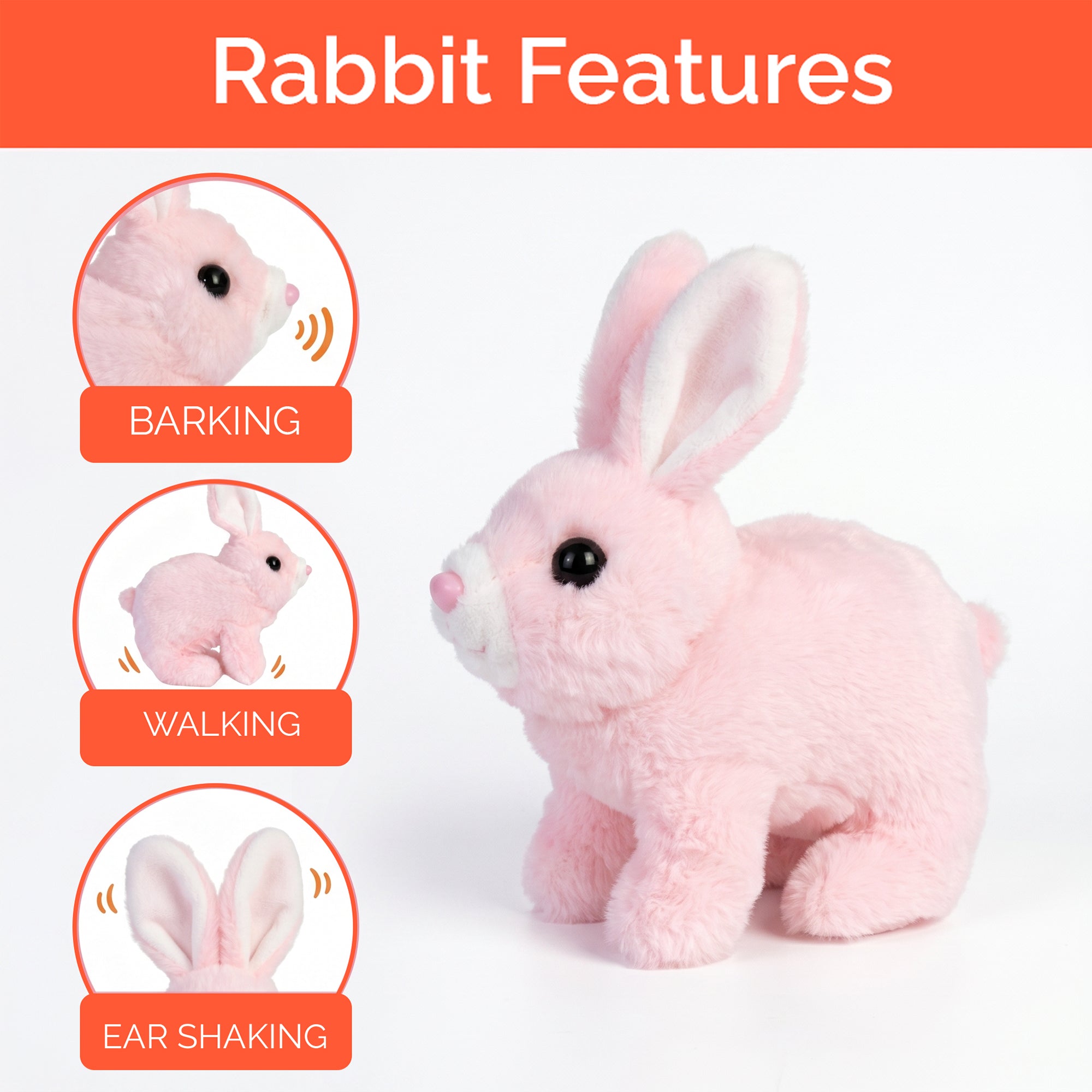 Pink Plush Rabbit Jumping Toy Features