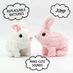 Plush Rabbit Jumping Toy features highlighted on a white background.