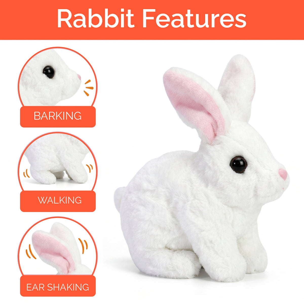 White Plush Rabbit Jumping Toy Features