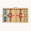 Wooden Sling Puck Board Game with Horizontal & Vertical Dimensions on a White Background